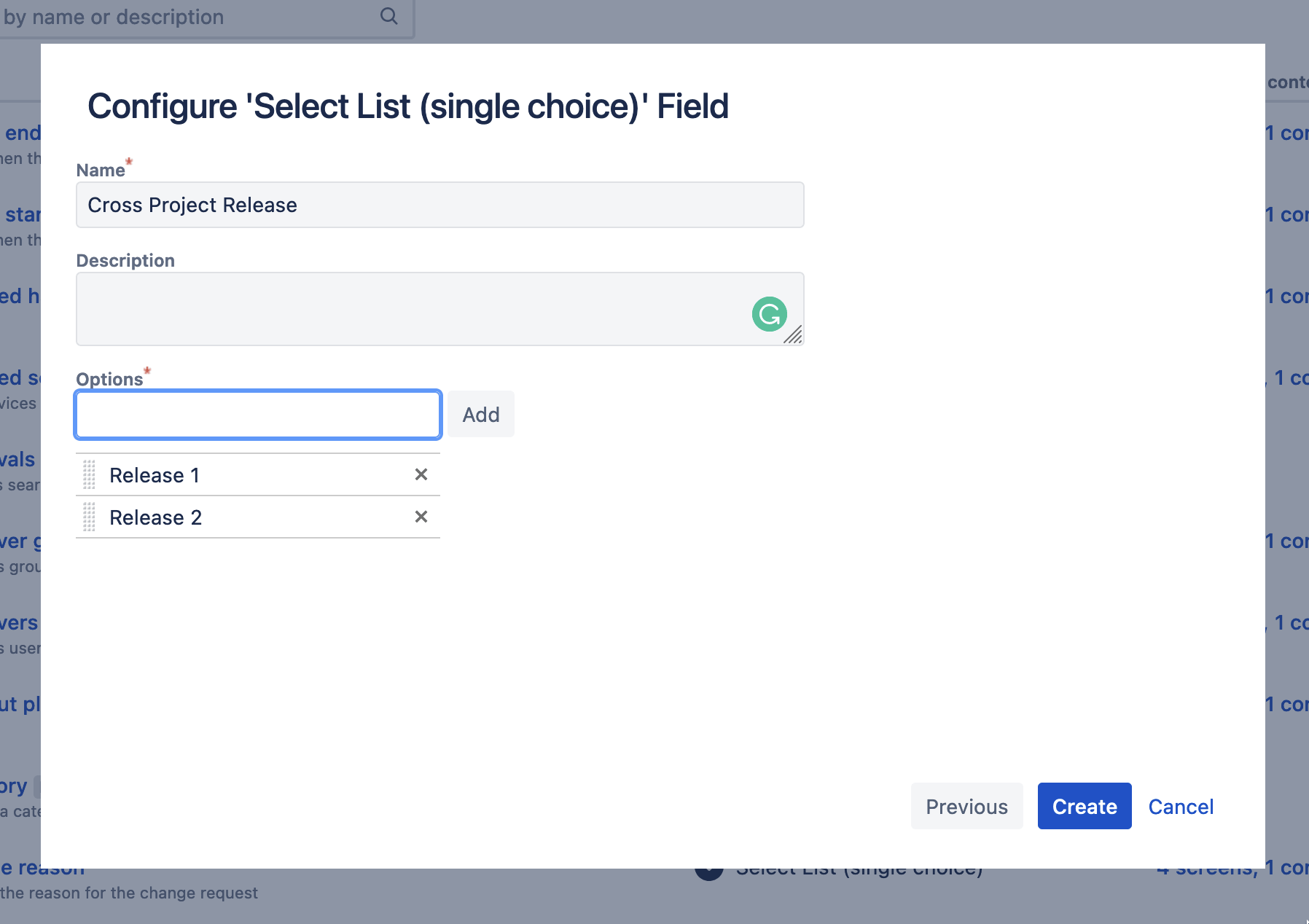 Creating the custom field